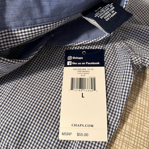 Men’s Large Chaps Easy Care button down long sleeve shirt. New with tags. - Picture 6 of 6